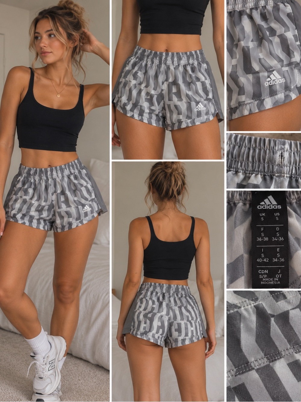 adidas Women’s Gray Geometric Athletic Shorts